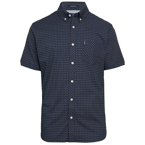 Ben Sherman Men's Gingham-Print Short-Sleeve Shirt - Red - Size S - Picture 1 of 7